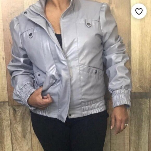 VINTAGE Moto Pleather Jacket Size Medium - Picture 1 of 9